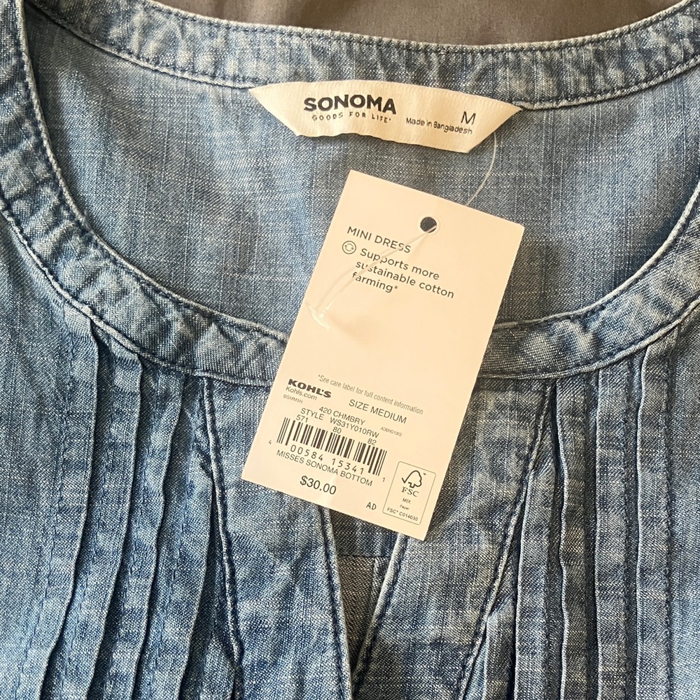 Sonoma Sleeveless Chambray Dress